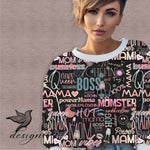 „Mom Vibes“ – digitales Stoffdesign mit Gewebestruktur (27×27 cm, 300 dpi, JPEG) - Sewando