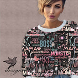 „Mom Vibes“ – digitales Stoffdesign mit Gewebestruktur (27×27 cm, 300 dpi, JPEG) - Sewando