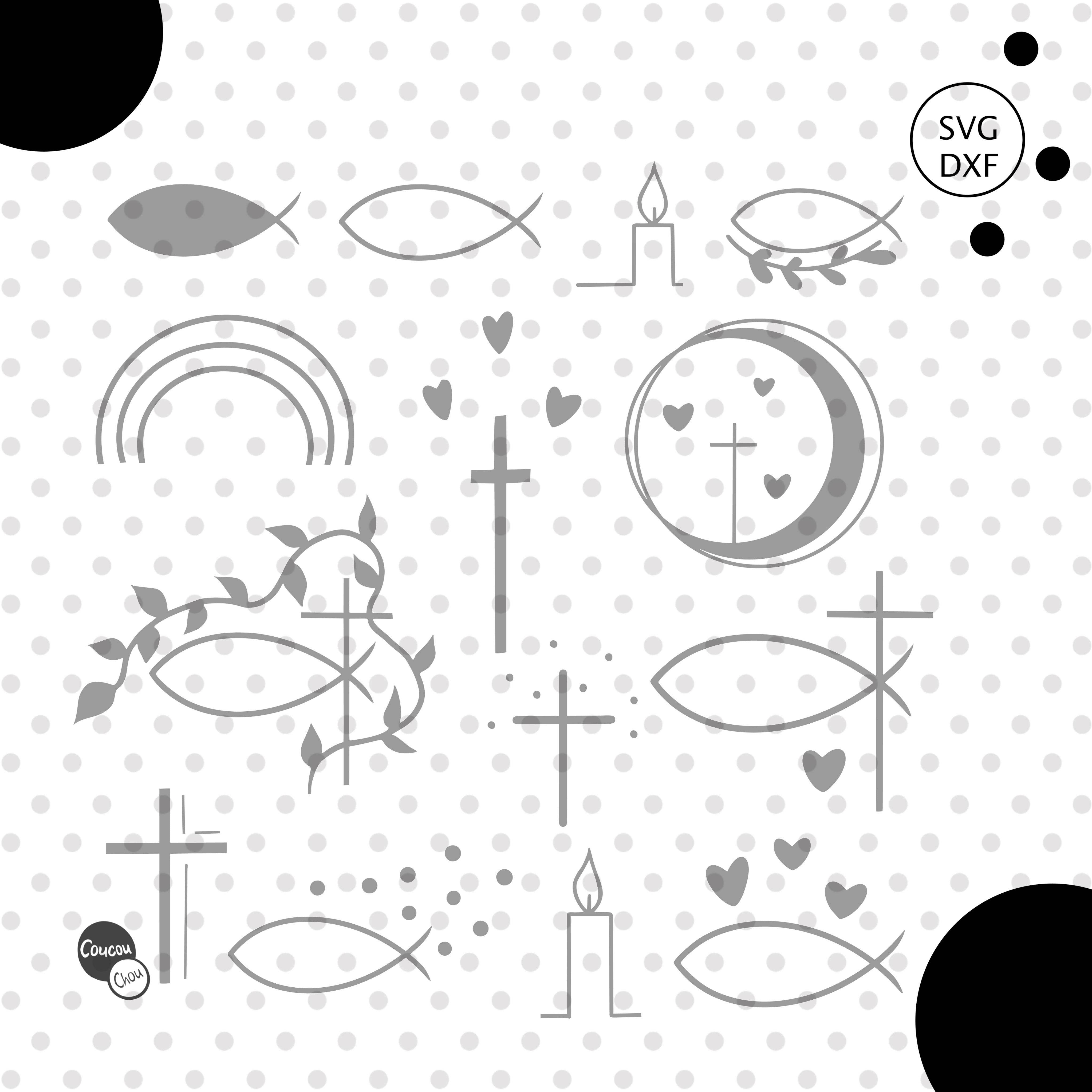 Plotterdatei christliche Fische/ Symbole svg dxf - Sewando