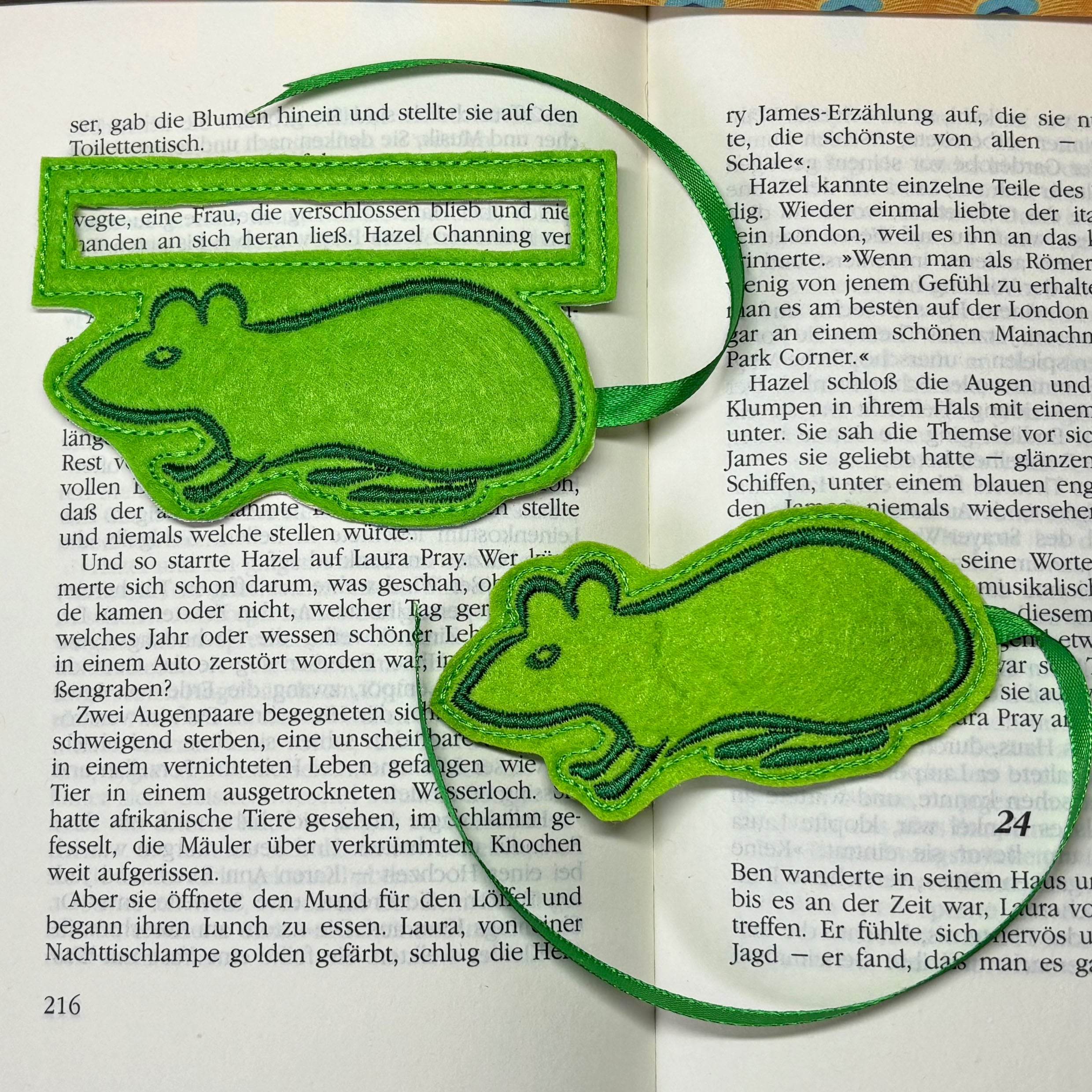 5x Stickdatei Leseratte Lesehilfe ITH und Satinstick - Sewando