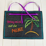 4x Stickdatei "Palme" ITH Mugrug und Schild