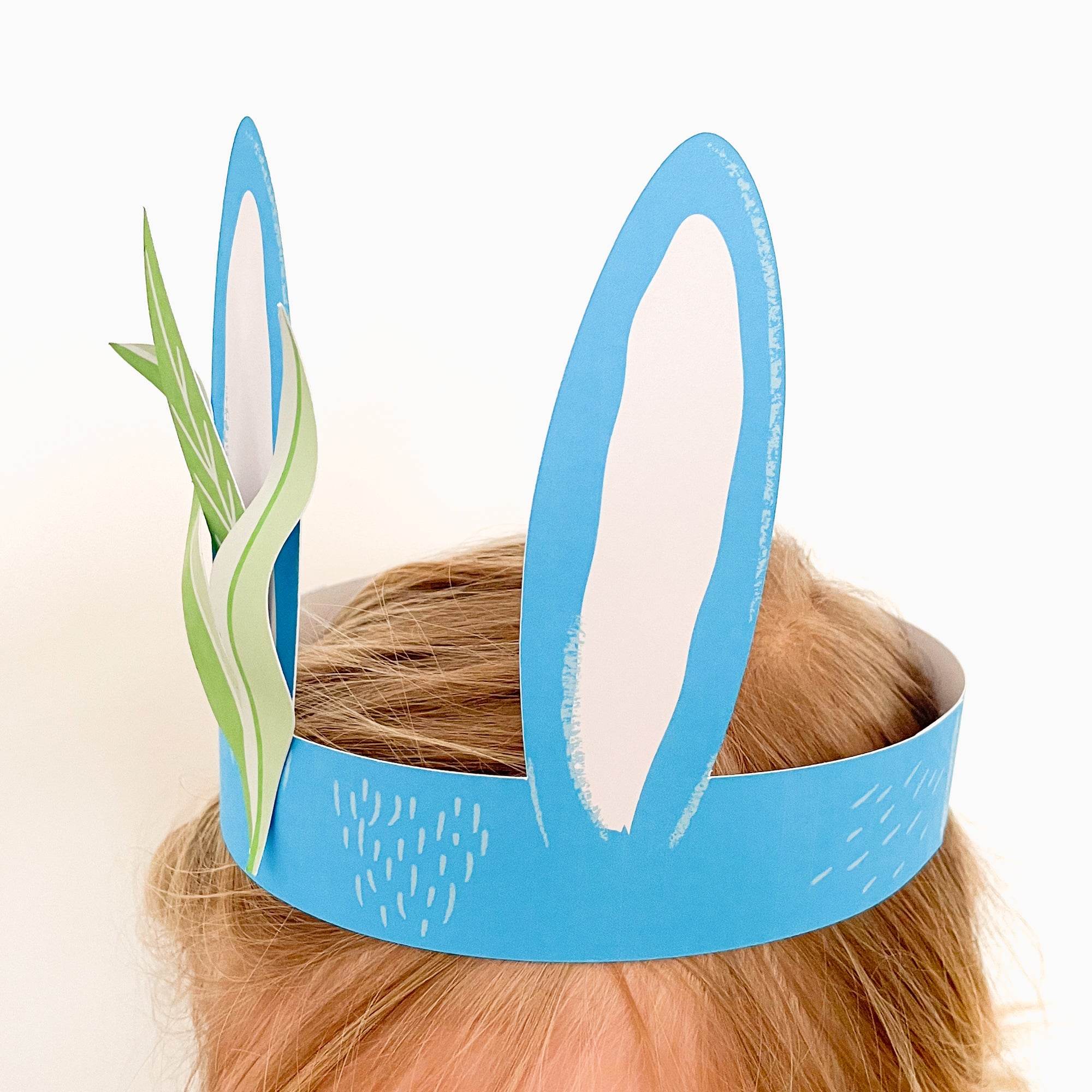 Osterhasen-Krone blau mit Blättern - Printable inkl. Plotterdatei - Sewando