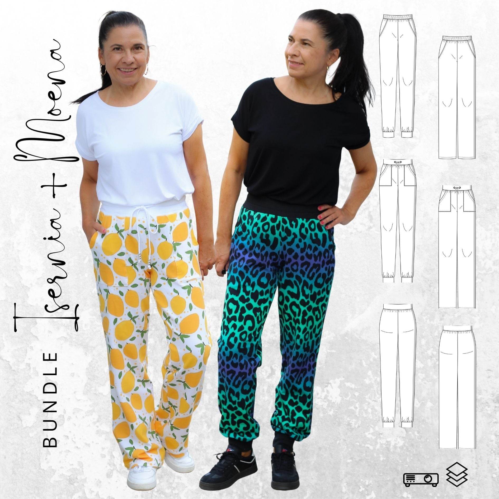Bundle - Hose MOENA + Hose ISERNIA Gr. 32-56 Schnittmuster PDF Ebook - Sewando