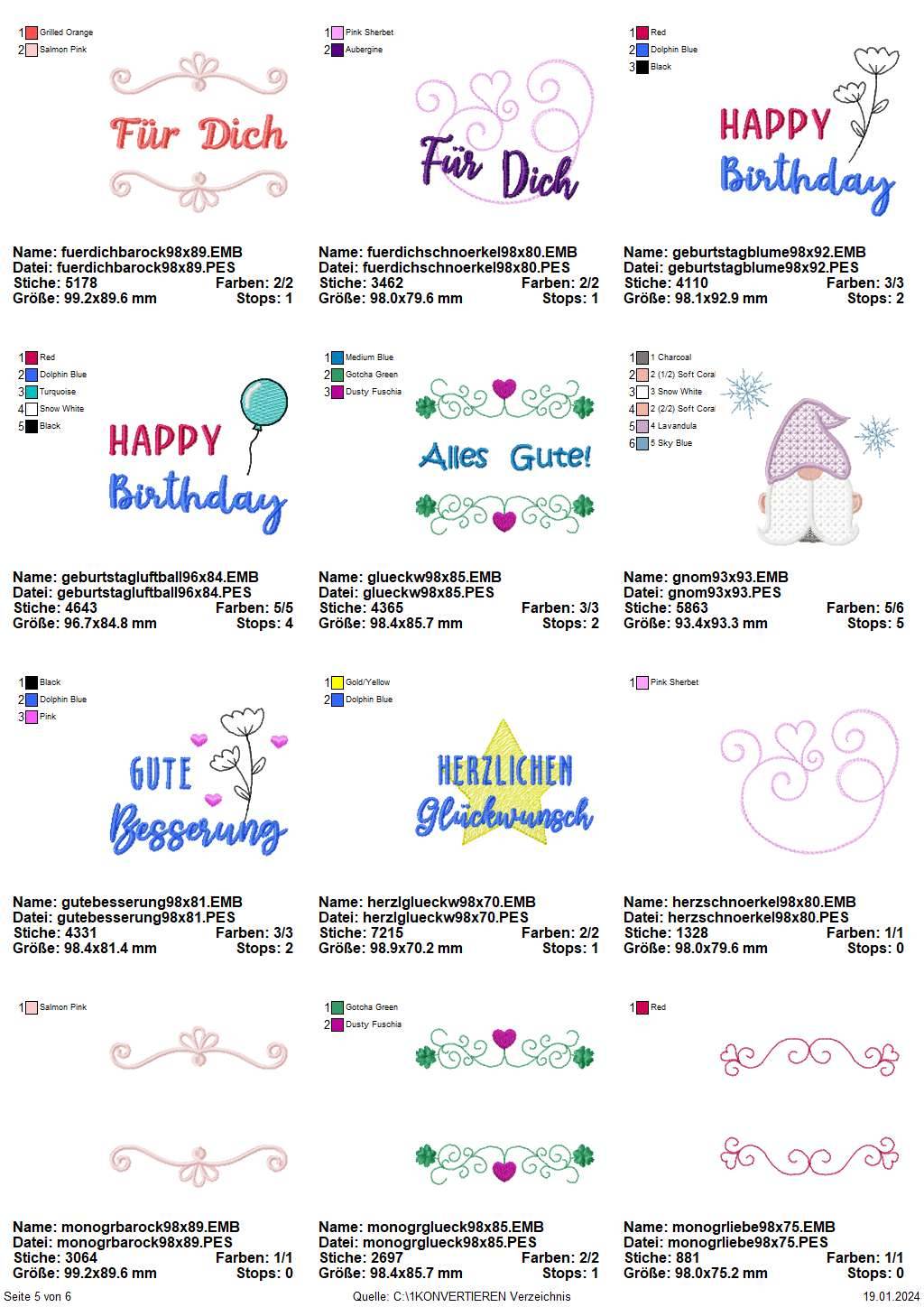 Stickdatei Set ITH Geschenkbeutel zu Geburtstag, Weihnachten, Ostern oder als Dankeschön! - Sewando