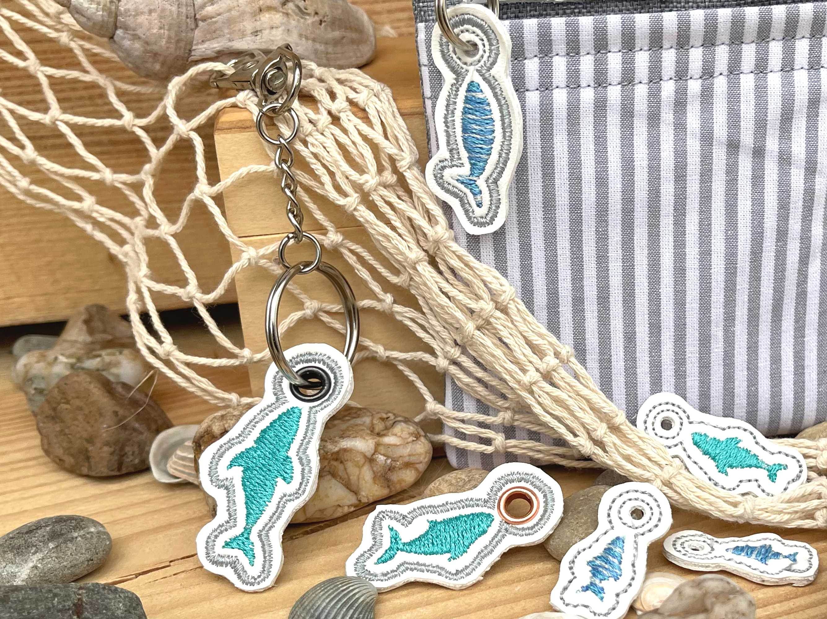 Stickdatei Fische Mini-Anhänger für 10x10 Rahmen - Sewando