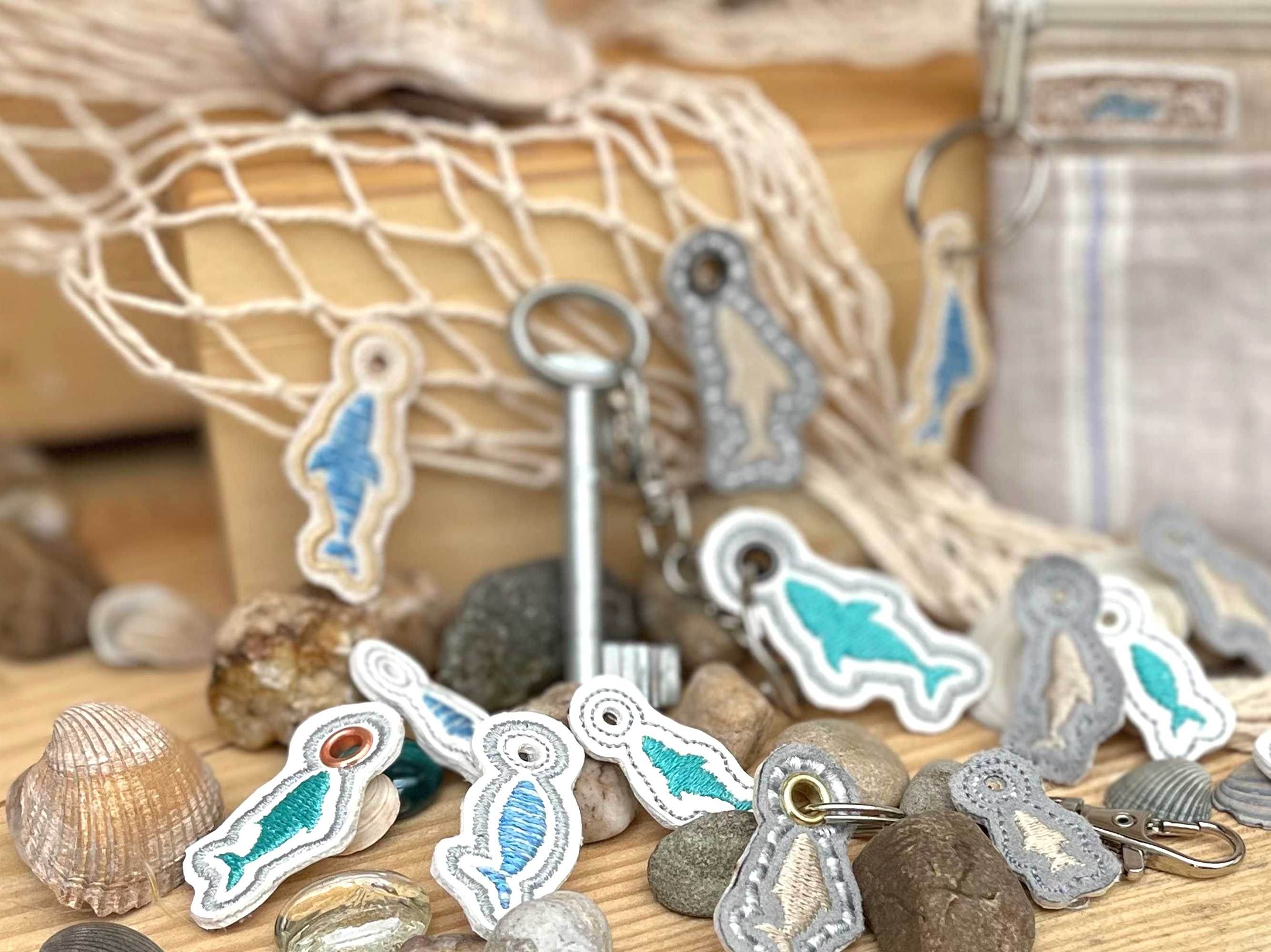 Stickdatei Fische Mini-Anhänger für 10x10 Rahmen - Sewando