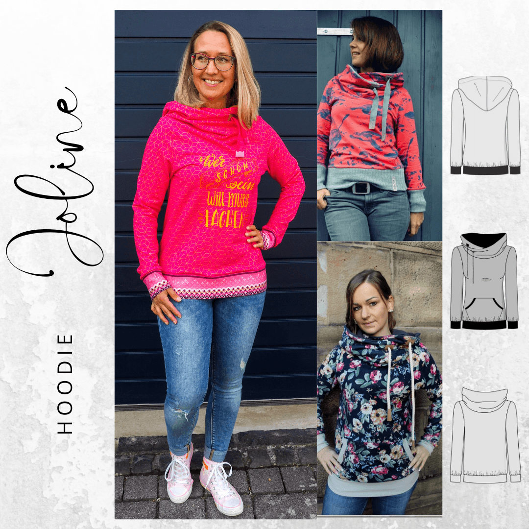 Schnittmuster Hoodie JOLINE Gr. XS-XXXL+ gratis Plotterdatei : - Sewando
