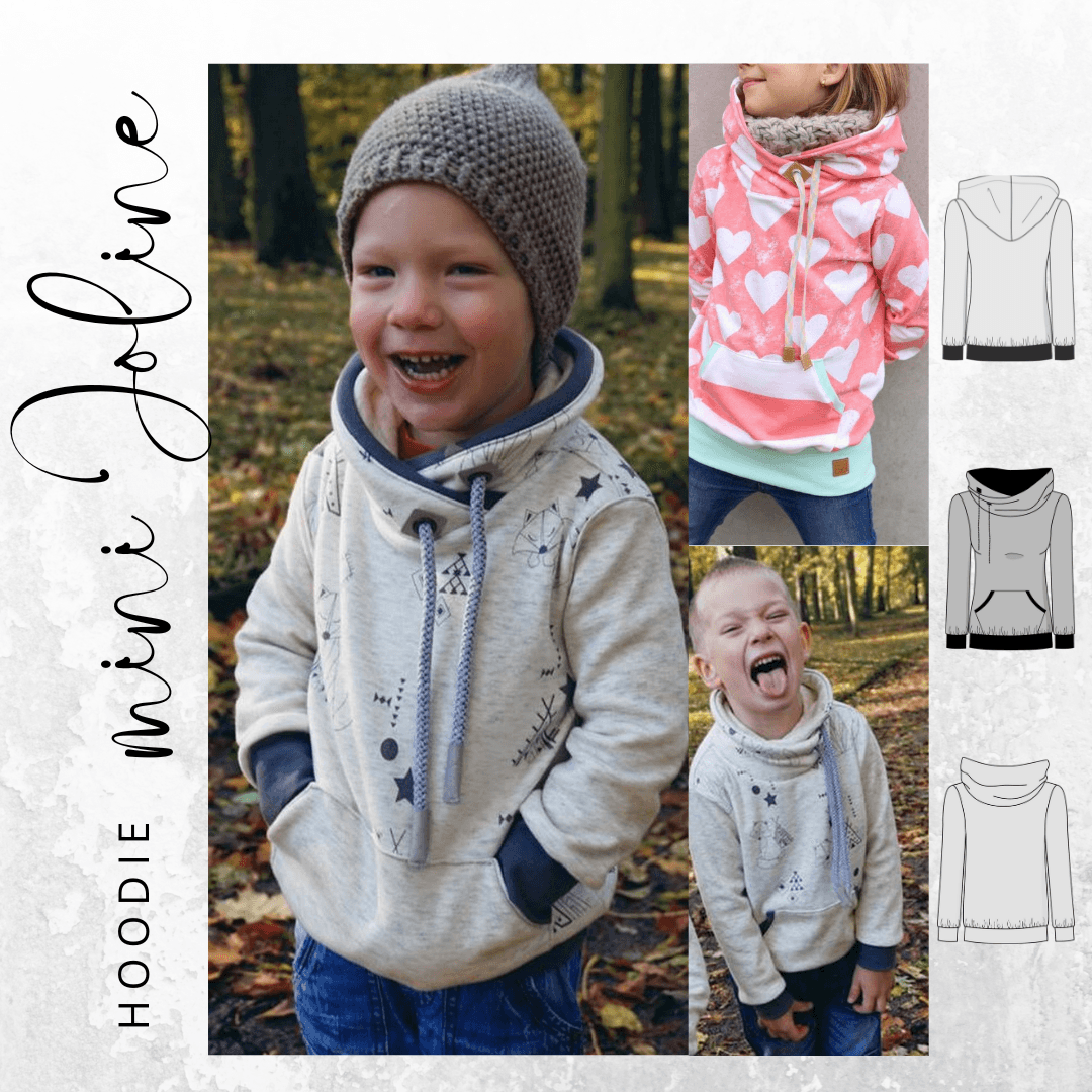 Schnittmuster Hoodie mini JOLINE Gr. 74/80-146/152 + gratis Plotterdatei : - Sewando