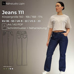 Schnittmuster Jeans, lockere Passform, high waist Jeans, Größe 36 - 50 - Sewando