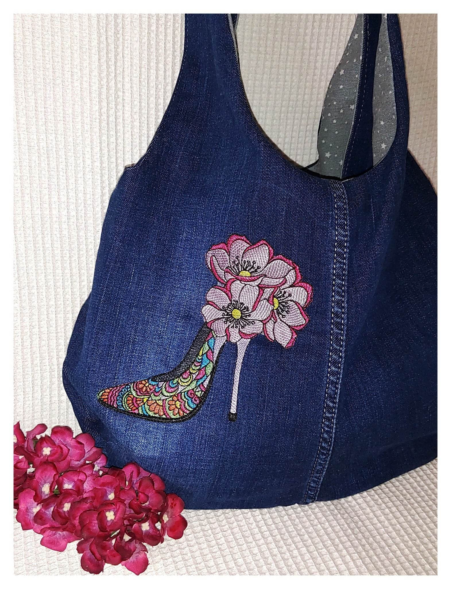 Stickdatei High Heel Mandala Style Curved Fill Vollstick mit Blumen - Sewando
