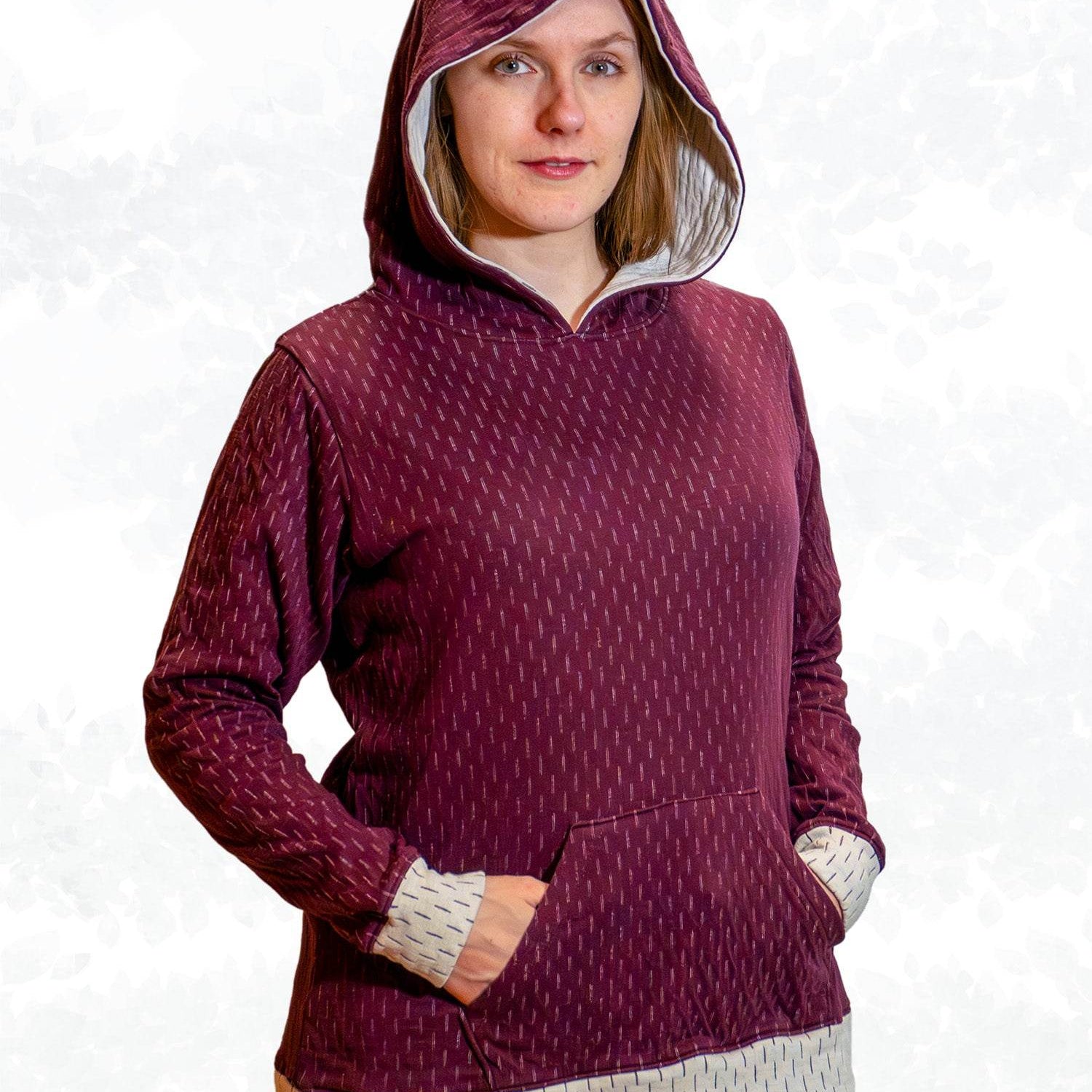 Schnittmuster Jenna – Hoodie & Pullover mit Kapuze oder Kragen Gr. 34-50 / BU 80-116 - Sewando
