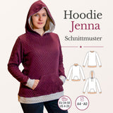 Schnittmuster Jenna – Hoodie & Pullover mit Kapuze oder Kragen Gr. 34-50 / BU 80-116