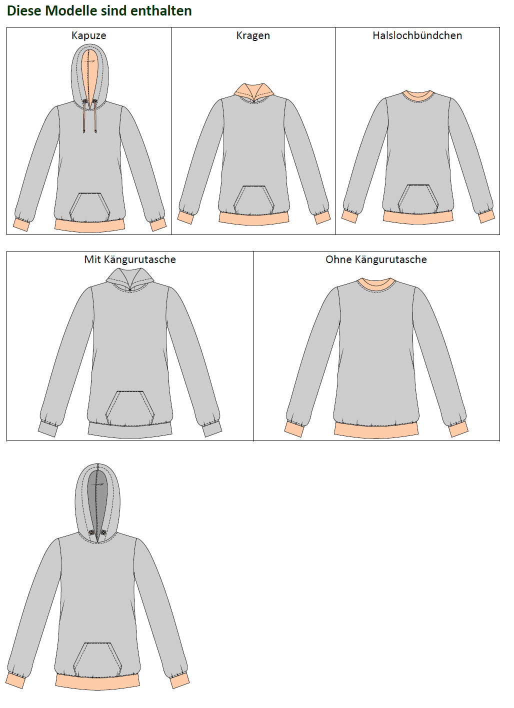 Jenna – Hoodie & Pullover mit Kapuze oder Kragen Gr. 34-50 / BU 80-116 - Sewando