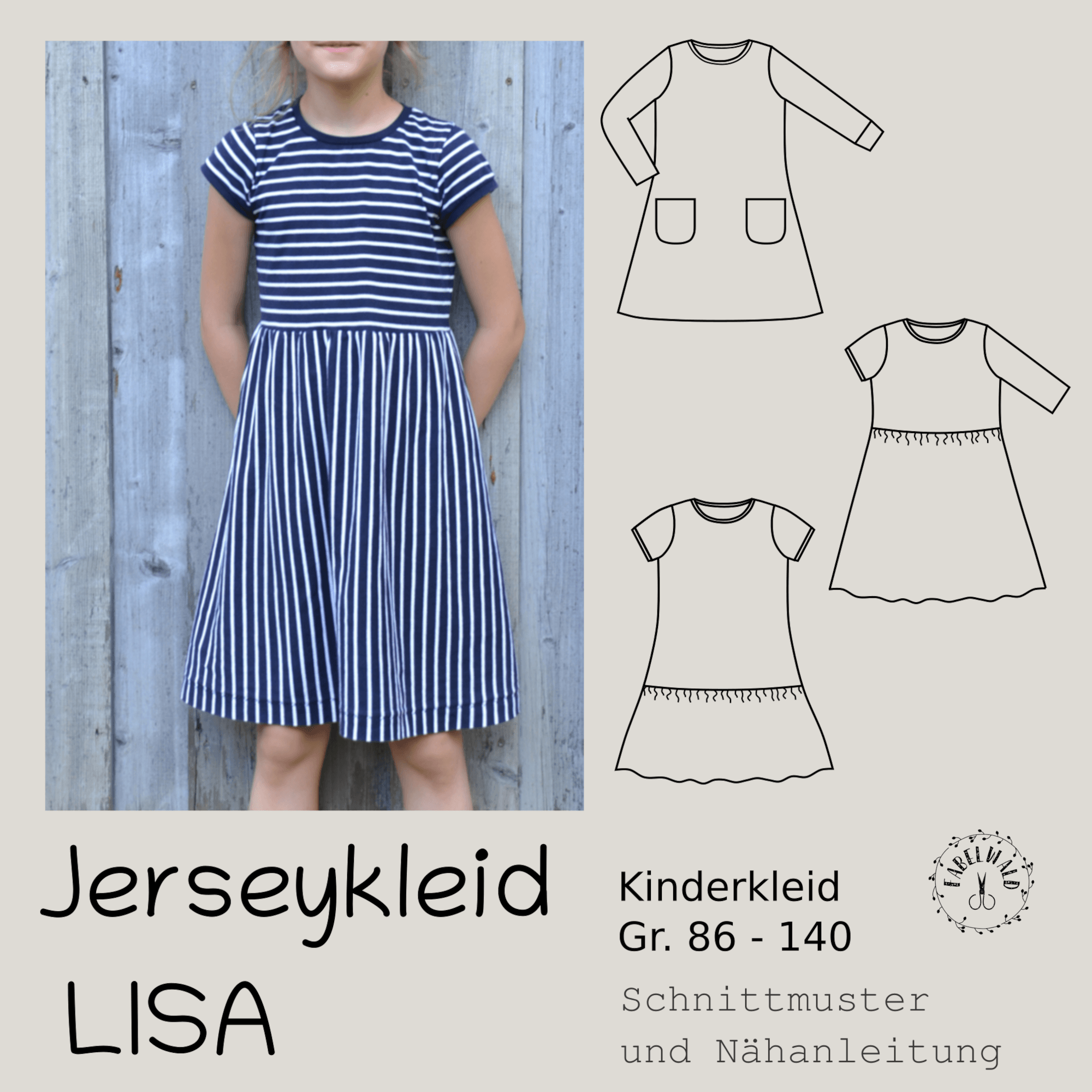 Schnittmuster JERSEYKLEID LISA Gr. 86-140 - Sewando