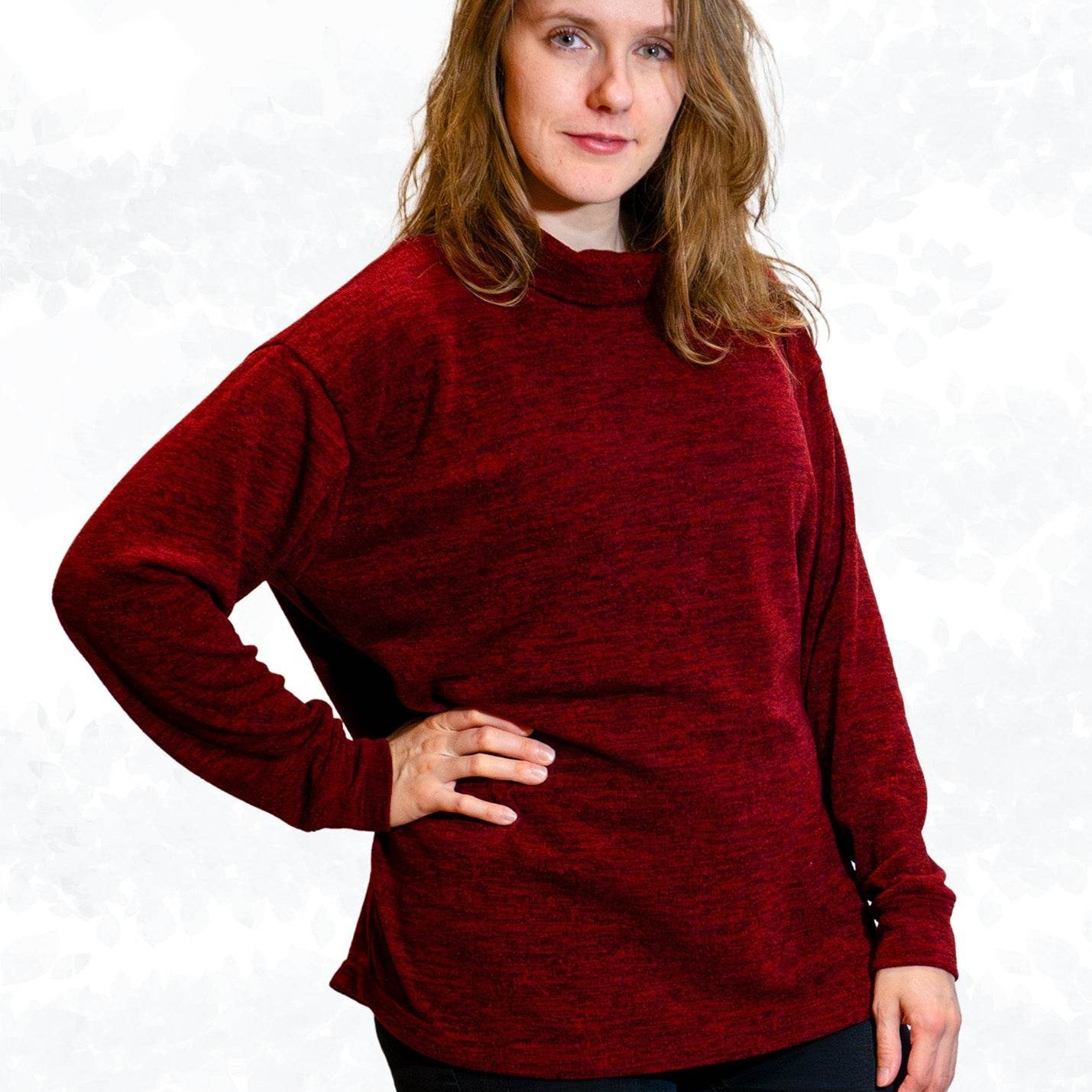 Schnittmuster Jessy – Oversized Pullover mit Rollkragen oder Halslochbündchen Gr. 34-50 / BU 80-116 - Sewando