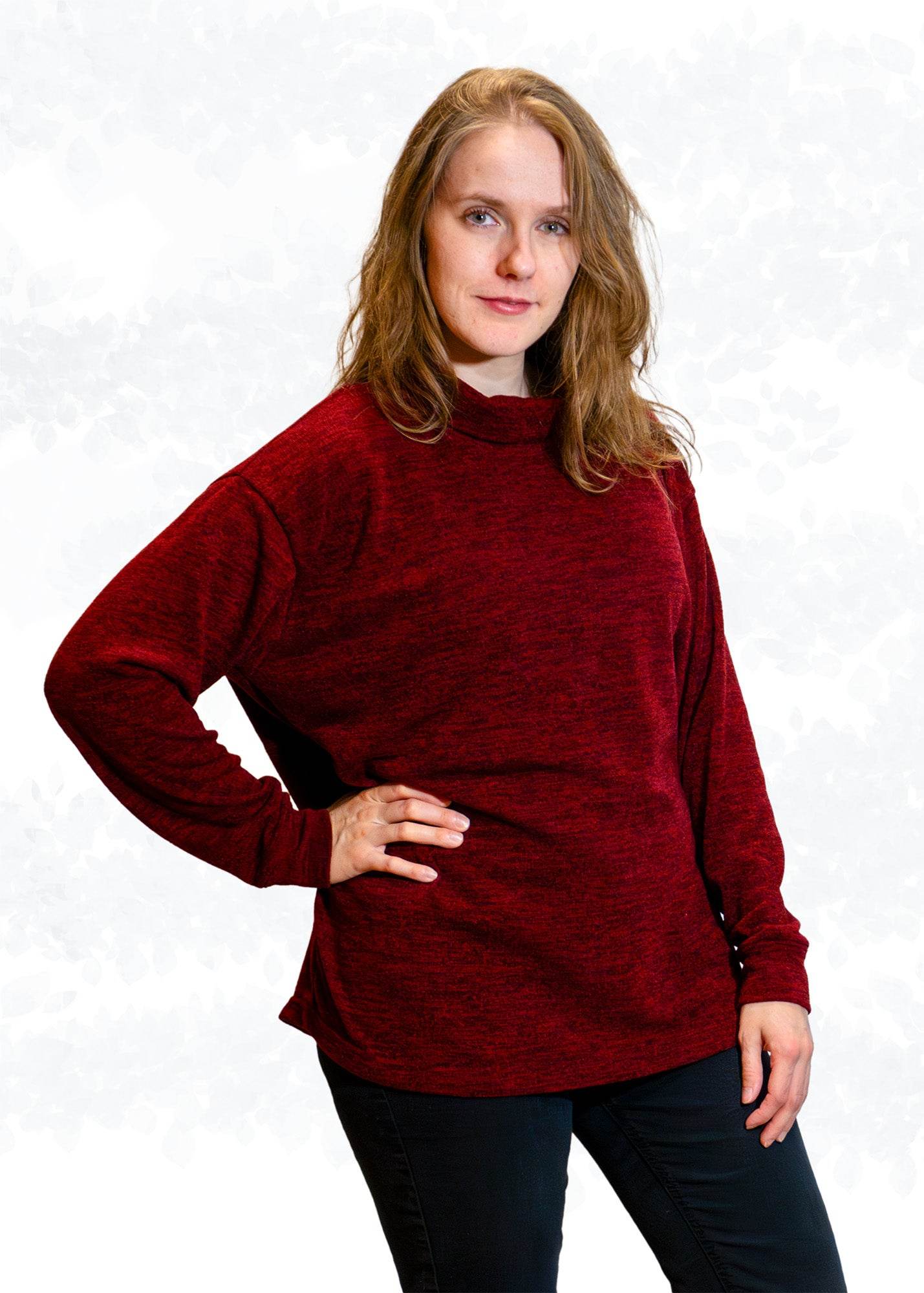 Schnittmuster Jessy – Oversized Pullover mit Rollkragen oder Halslochbündchen Gr. 34-50 / BU 80-116 - Sewando