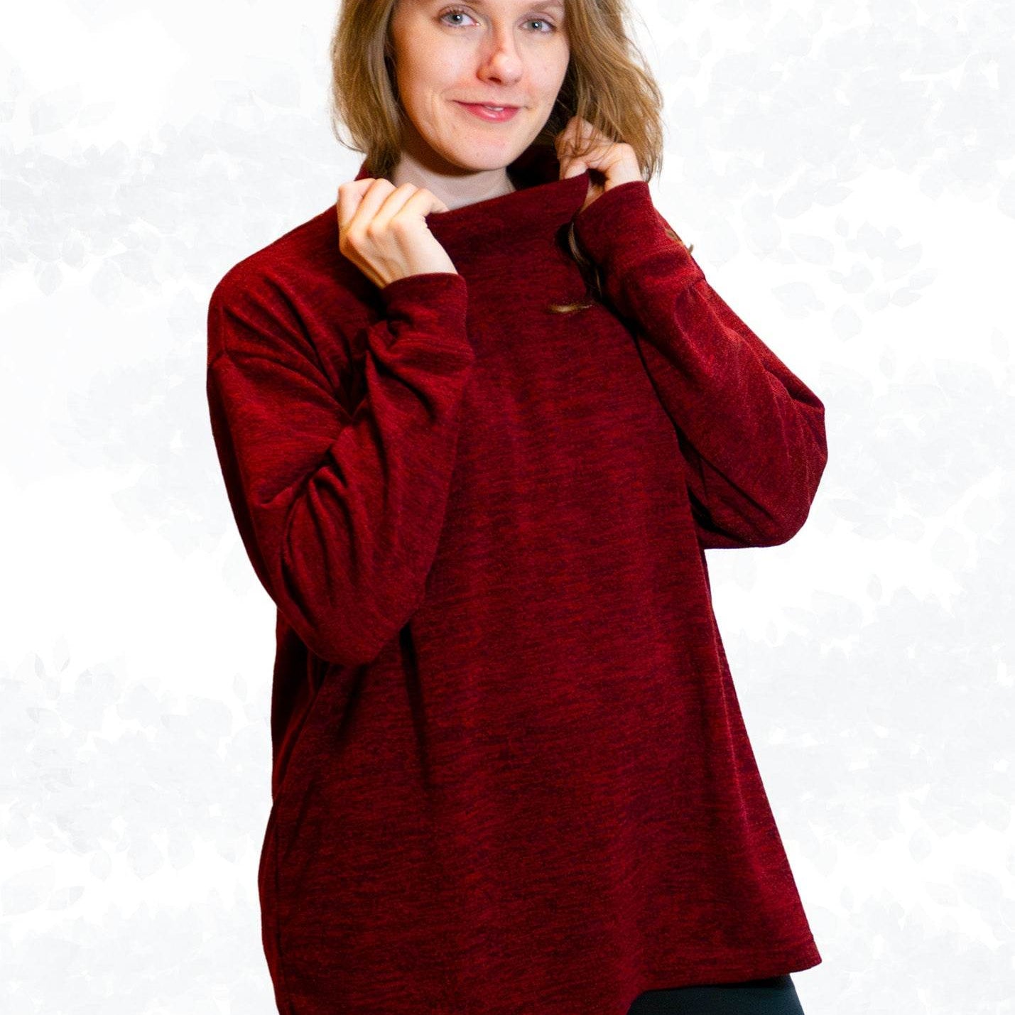 Schnittmuster Jessy – Oversized Pullover mit Rollkragen oder Halslochbündchen Gr. 34-50 / BU 80-116 - Sewando