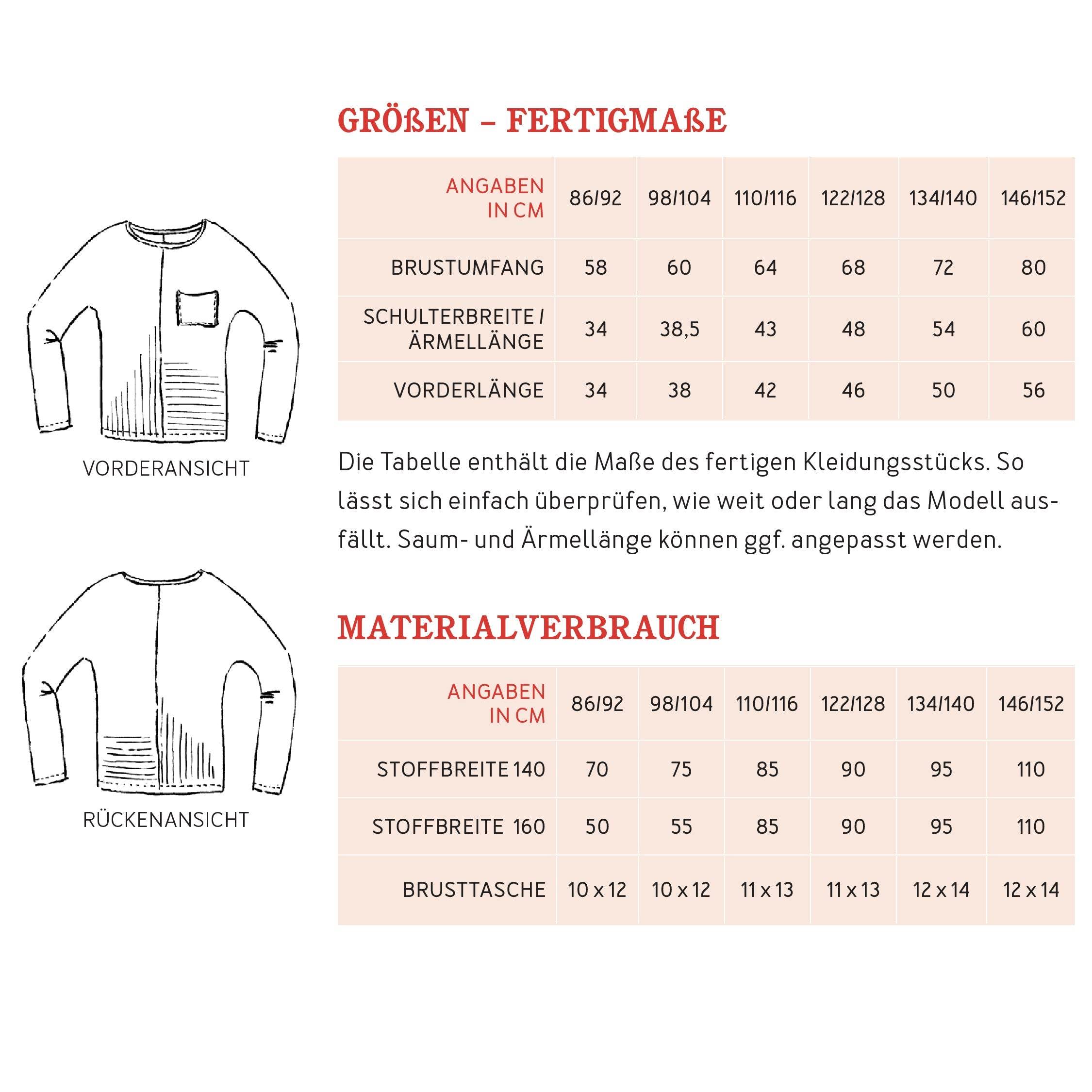 Fledermausshirt JETTE | Schnittmuster Gr. 86-152 - Sewando