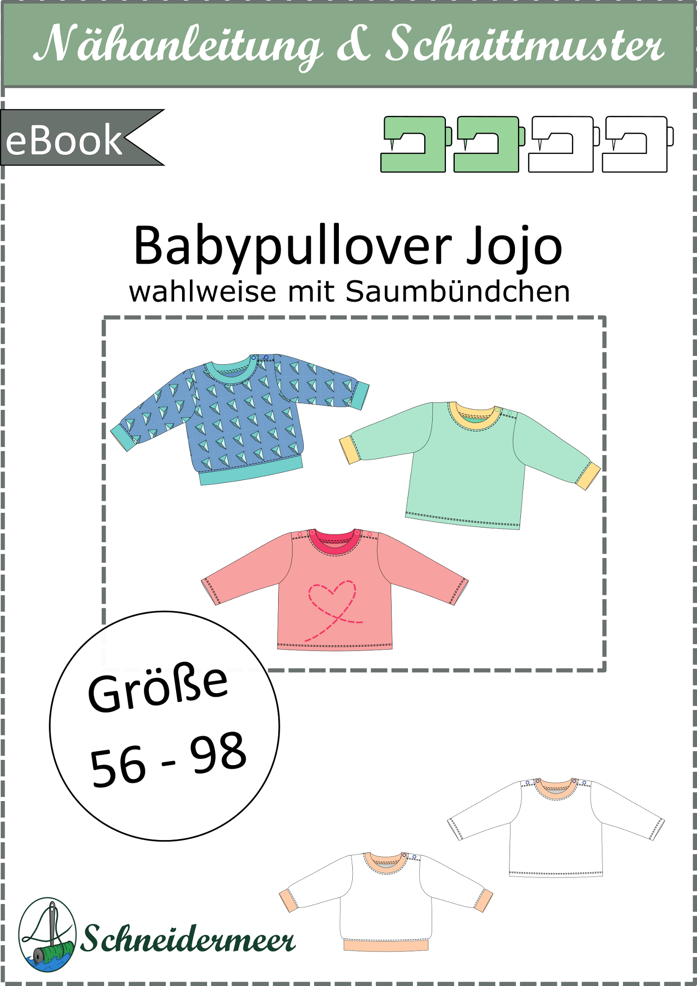 Jojo – Babypullover mit Schulterknopfleiste Gr. 56-98 - Sewando