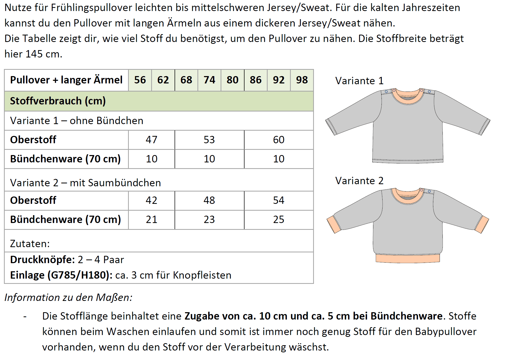 Jojo – Babypullover mit Schulterknopfleiste Gr. 56-98 - Sewando