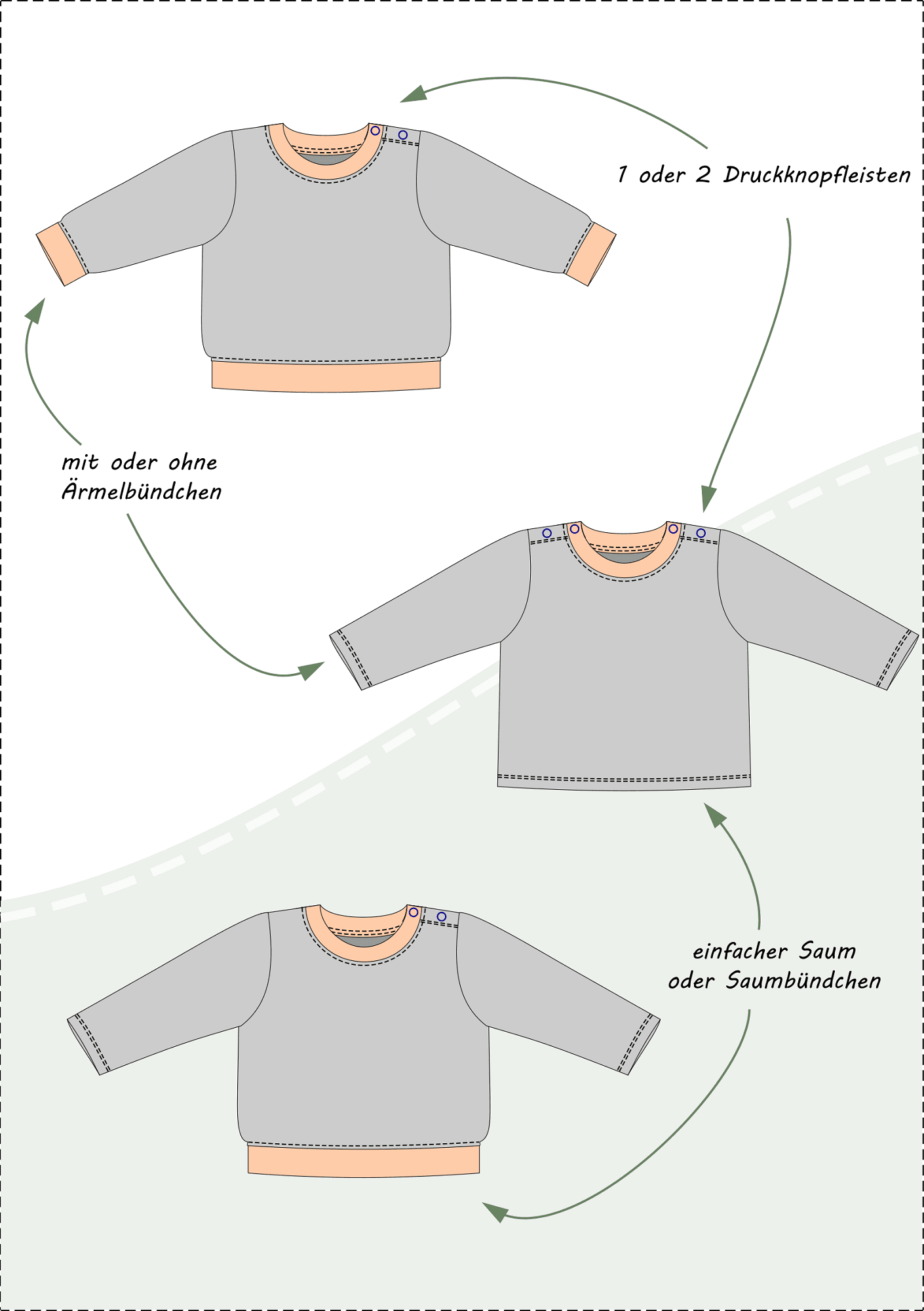 Jojo – Babypullover mit Schulterknopfleiste Gr. 56-98 - Sewando