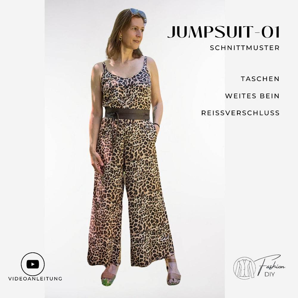Jumpsuit mit Taillengürtel und weitem Bein - Sewando