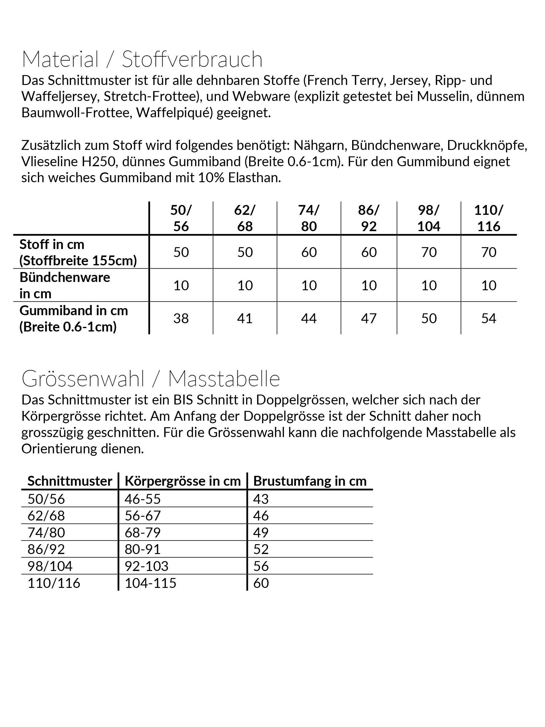 JuniJumper, Schnittmuster Grösse 50-116 - Sewando