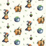 Stoffdesign nahtloses Muster Waldmutzel Kürbismädchen/ Hexe - Sewando