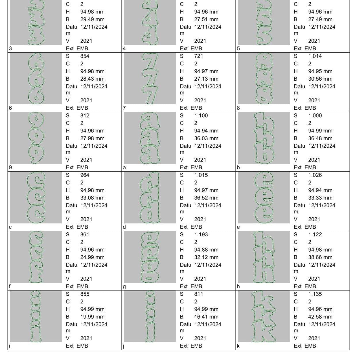 Stickdatei Schrift Triad Doodle ca. 95mm Set 987 Applikation - Sewando
