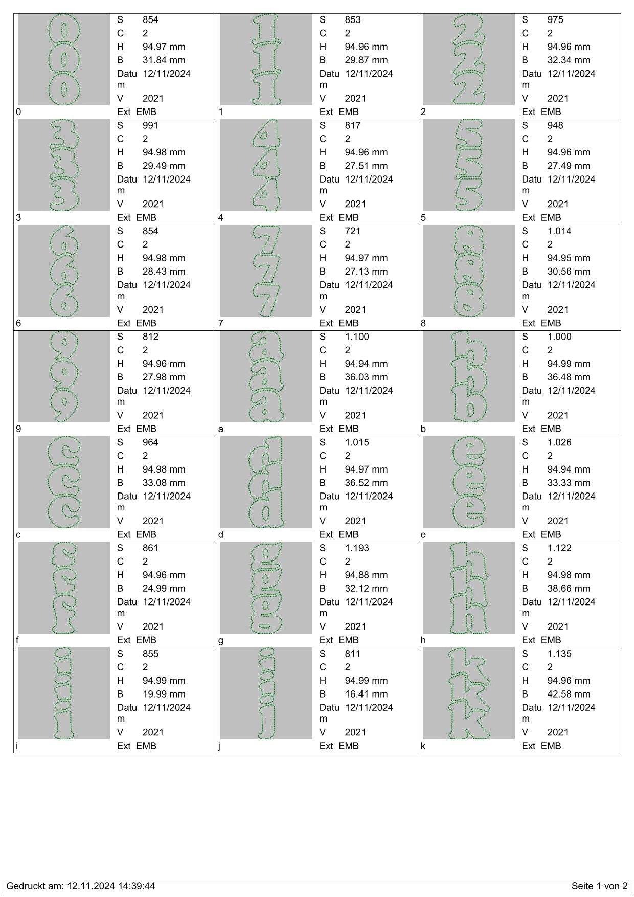 Stickdatei Schrift Triad Doodle ca. 95mm Set 987 Applikation - Sewando