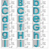 Stickdatei ca. 10mm Buchstaben Minischrift, Schönschrift, Schrift   Set 26108