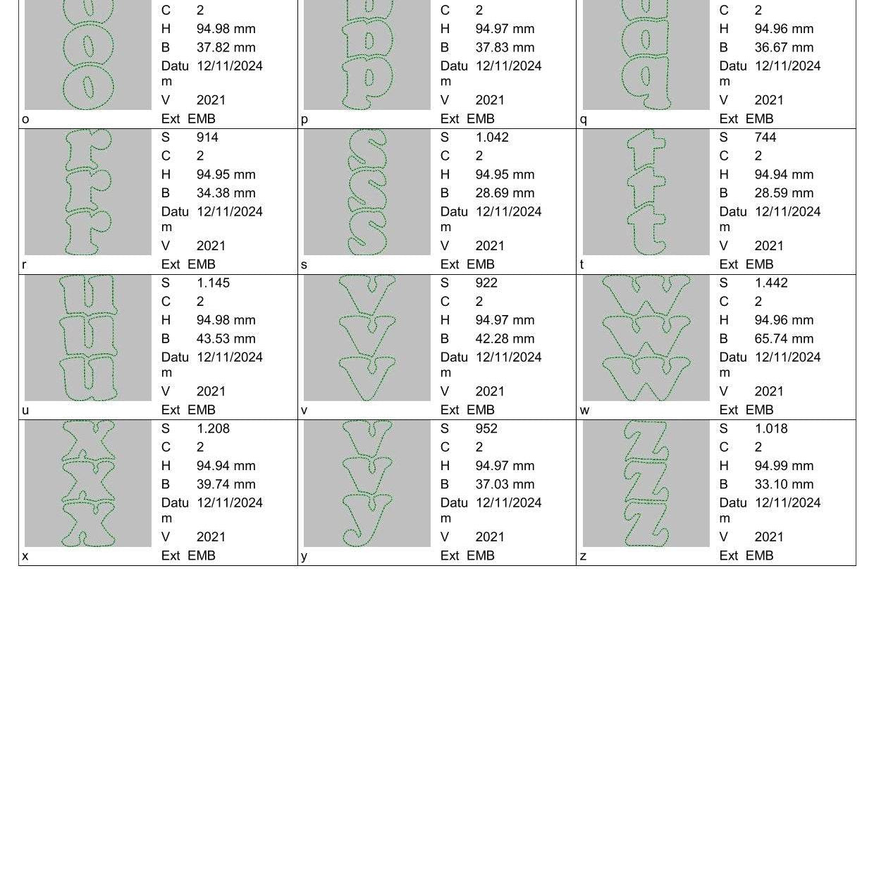 Stickdatei Schrift Triad Doodle ca. 95mm Set 987 Applikation - Sewando