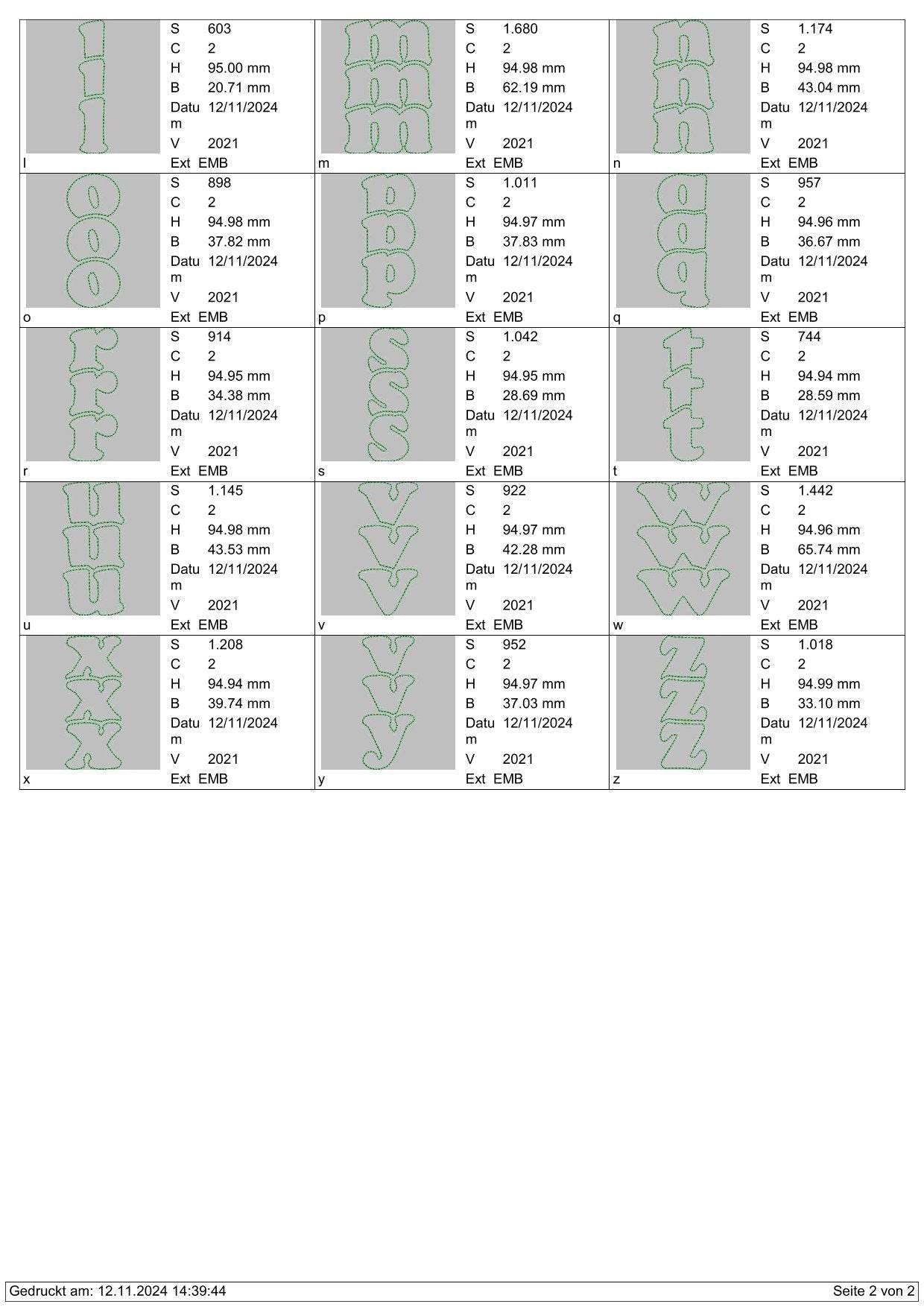 Stickdatei Schrift Triad Doodle ca. 95mm Set 987 Applikation - Sewando
