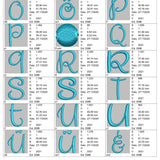 Stickdatei Schrift 55mm Buchstaben ud Zahlen Set 617 - Sewando
