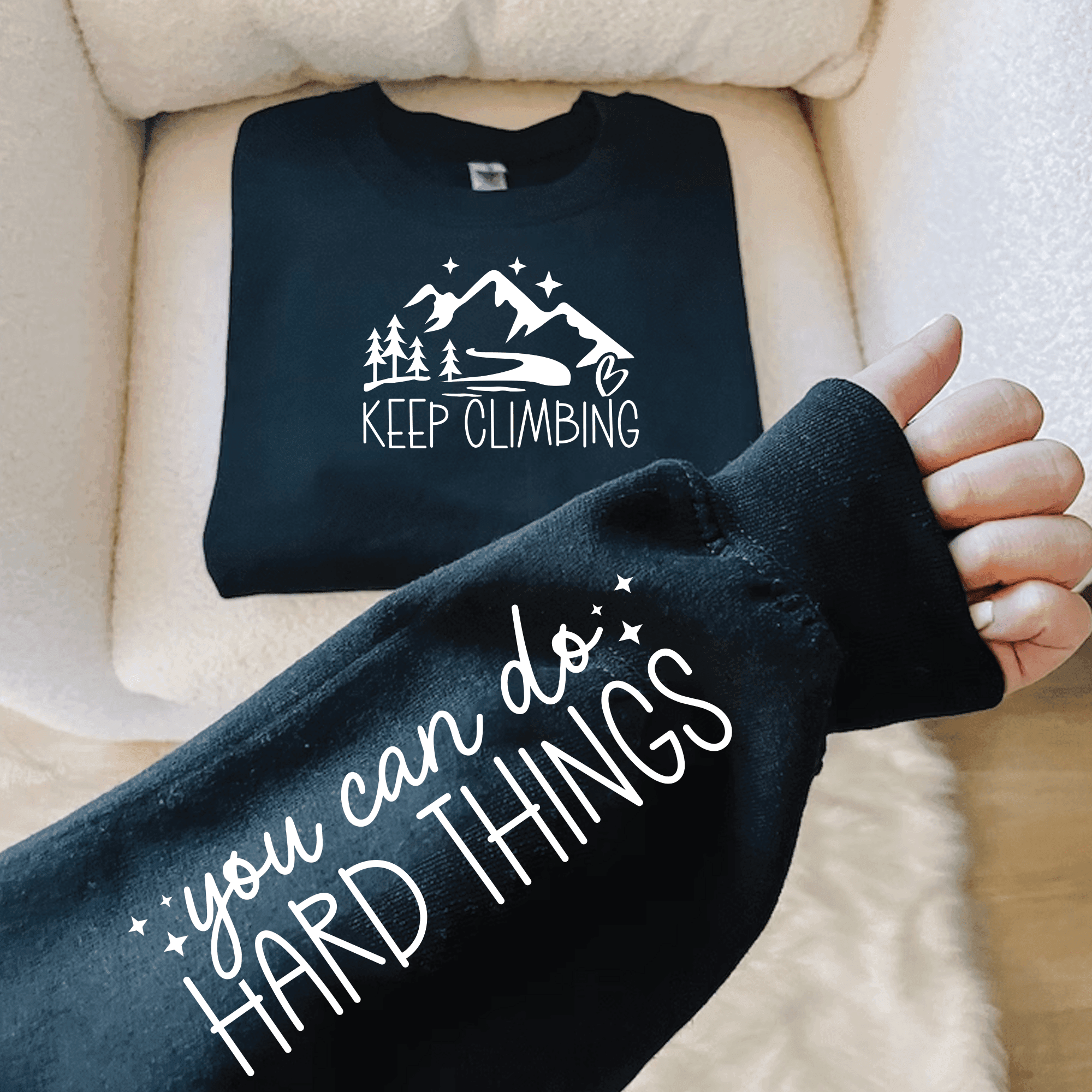 Plotterdatei Keep Climbing mit Ärmeldesign | SVG PNG | You can do hard things - Sewando