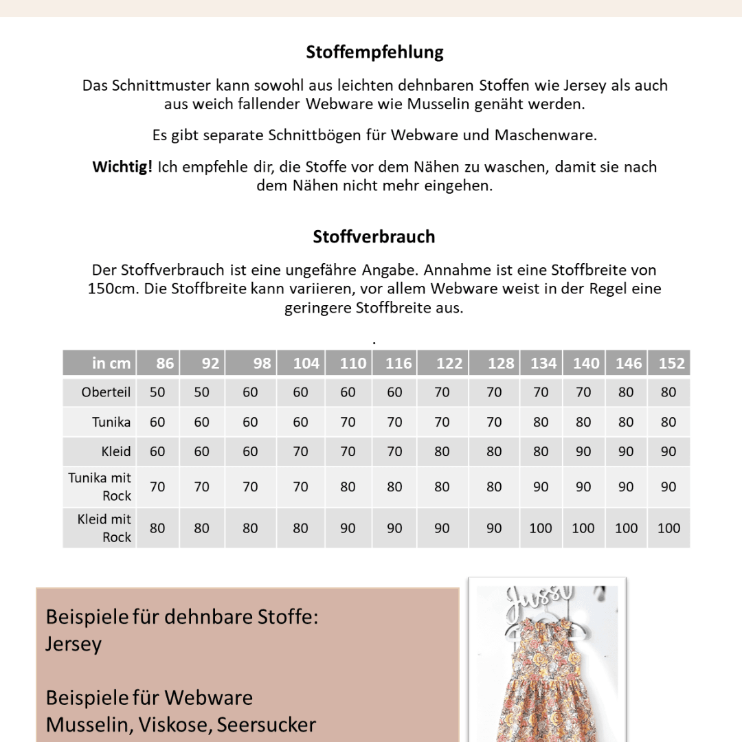 Schnittmuster Elfenmelodie – Oberteil, Tunika & Kleid Größen 86-140 : - Sewando