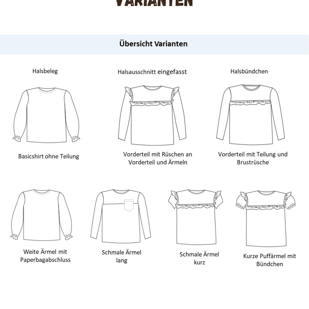 Schnittmuster Himmelsschimmer – Shirt Größen 86-152 : - Sewando