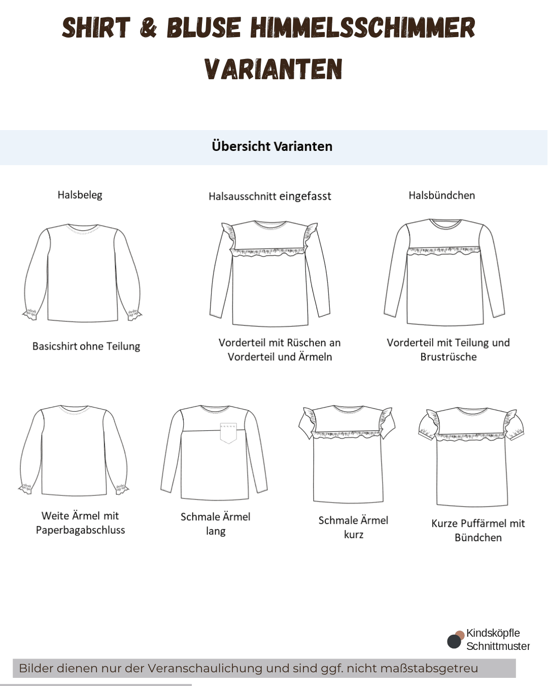 Schnittmuster Himmelsschimmer – Shirt Größen 86-152 : - Sewando