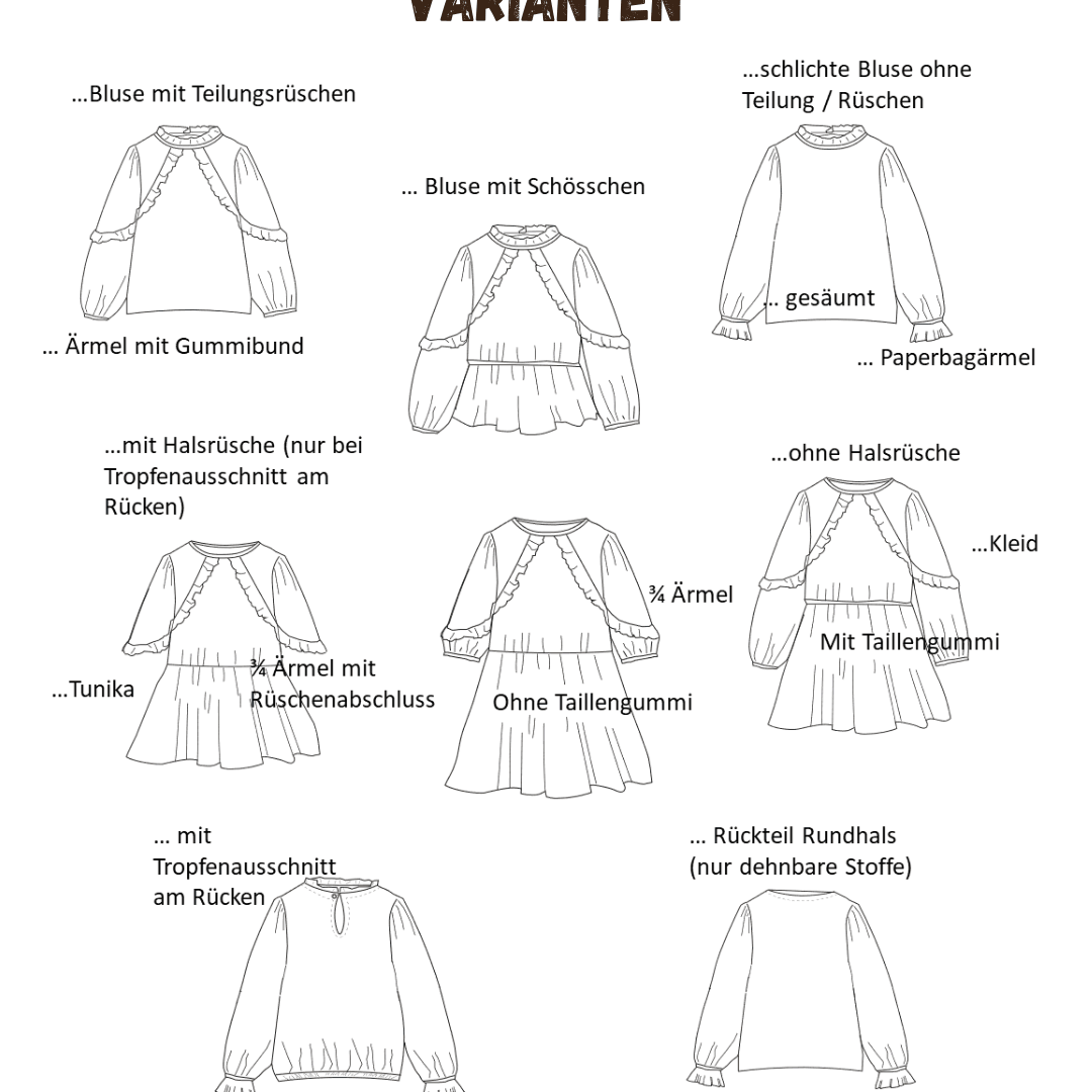Schnittmuster Pusteblume – Bluse, Tunika & Kleid Größen 86-152 : - Sewando