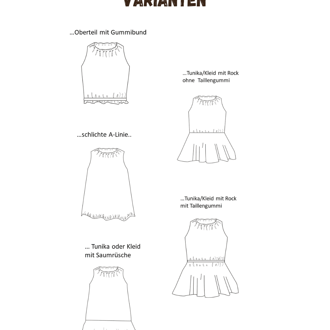 Schnittmuster Elfenmelodie – Oberteil, Tunika & Kleid Größen 86-140 : - Sewando