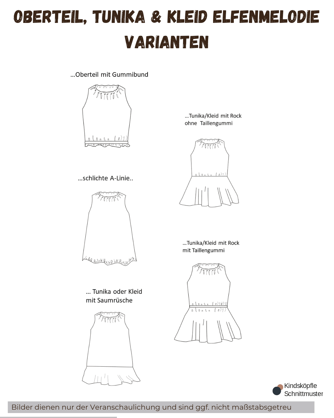 Schnittmuster Elfenmelodie – Oberteil, Tunika & Kleid Größen 86-140 : - Sewando