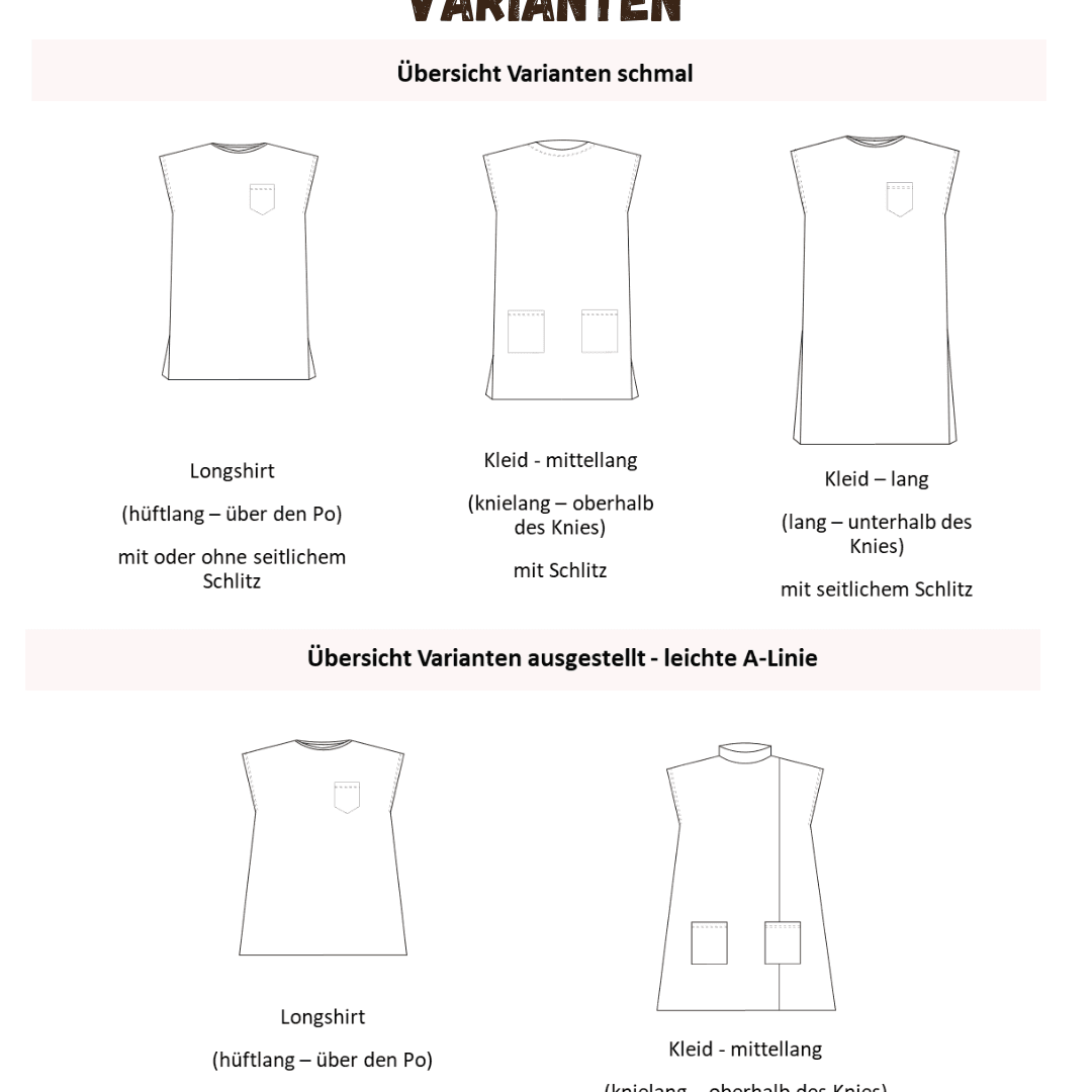 Schnittmuster Blickfang – Longshirt Größen 92-152 - Sewando