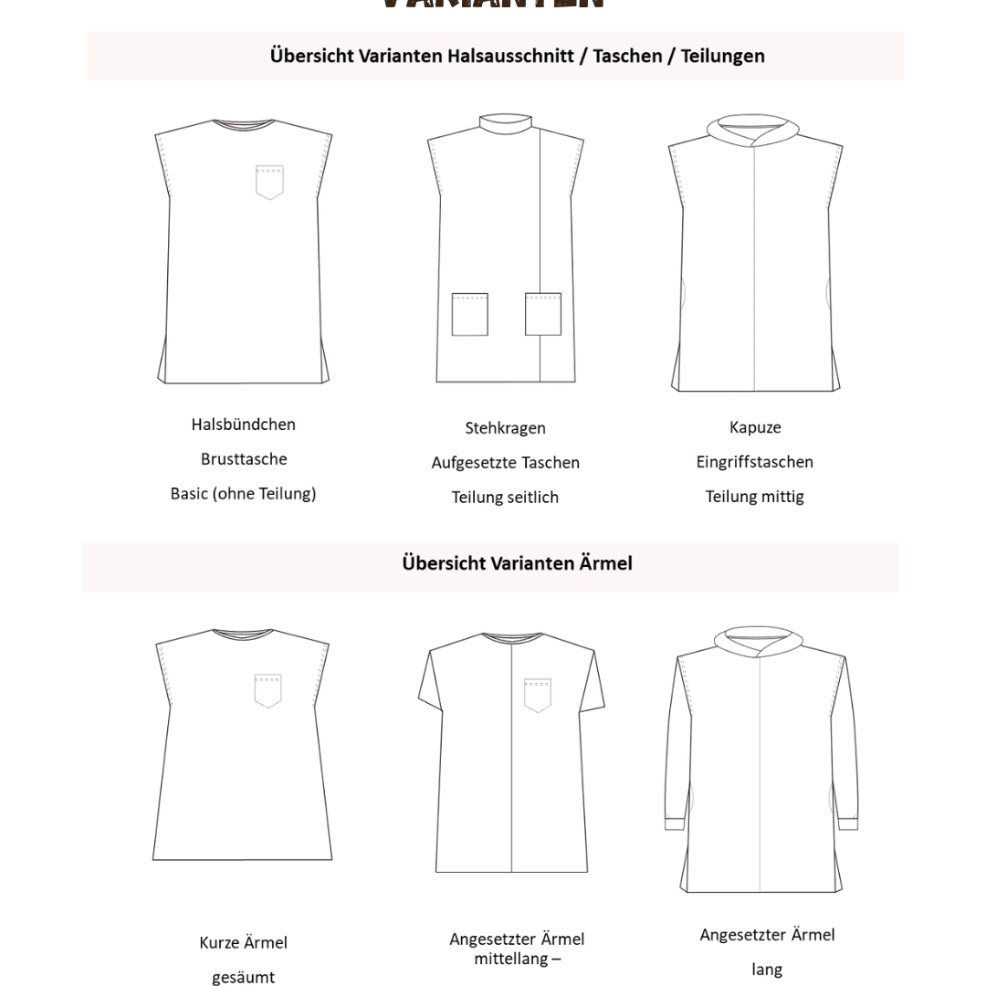 Schnittmuster Blickfang – Longshirt Größen 92-152 - Sewando