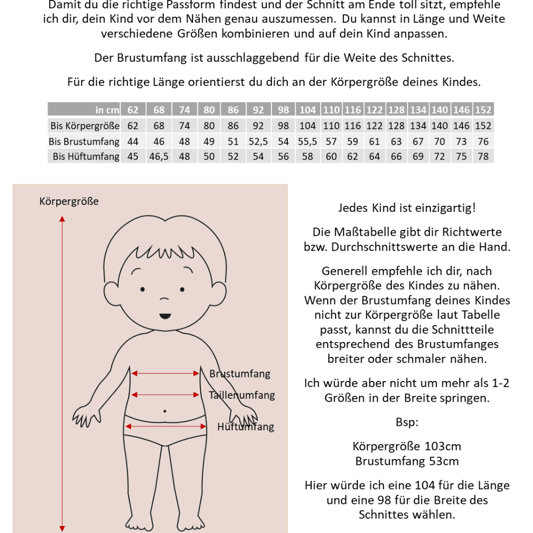 Schnittmuster Schleifenglanz – Tunika oder Kleid Größen 86-152 - Sewando