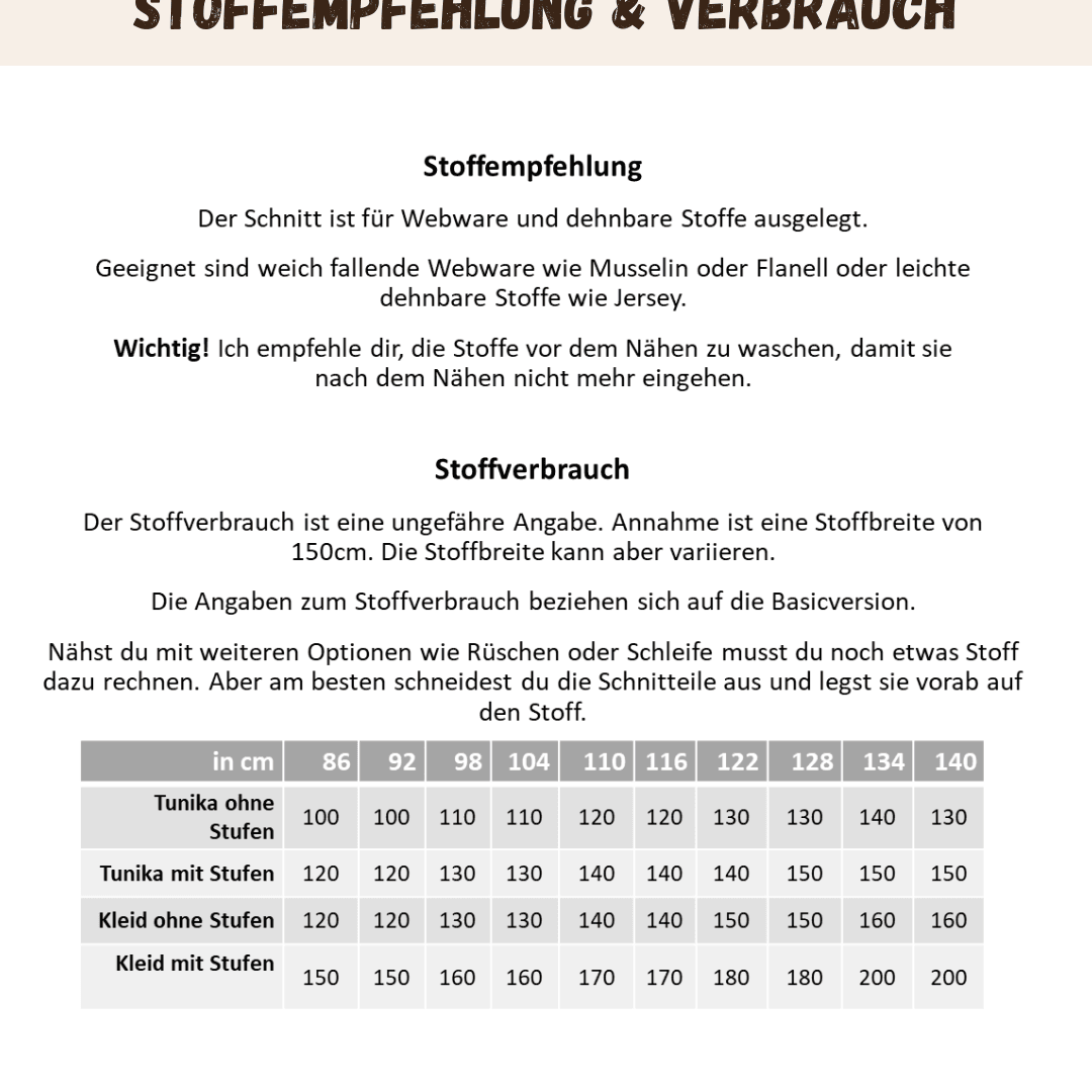Schnittmuster Wintersonne – Tunika & Kleid Größen 86-140 : - Sewando