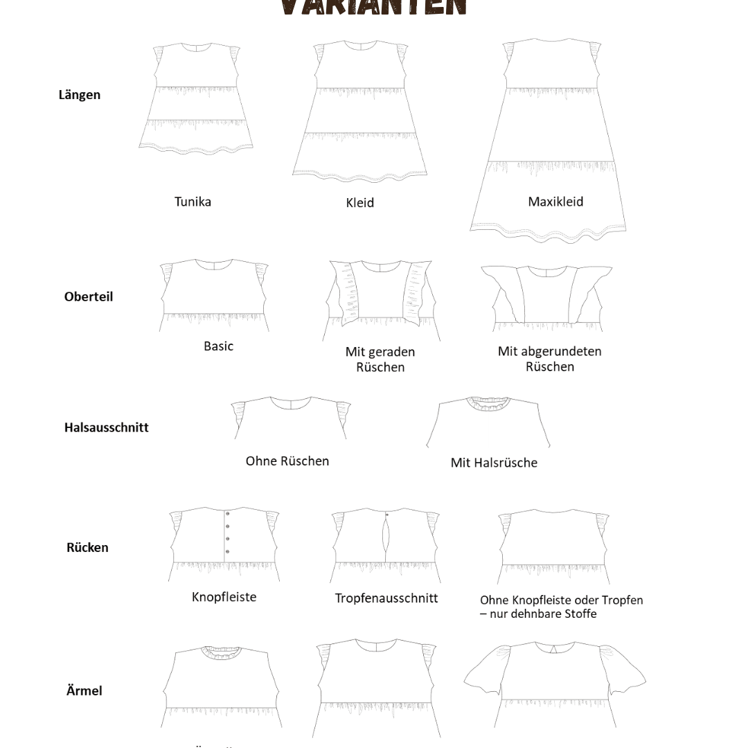 Schnittmuster Sommersonne – Tunika oder Kleid Größen 86-140 : - Sewando