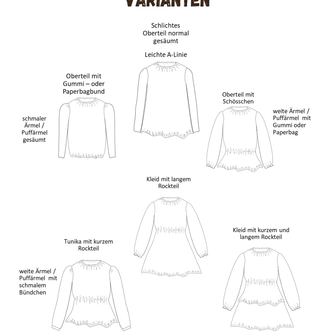 Schnittmuster Elfentanz – Oberteil, Tunika oder Kleid Größen 86-140 : - Sewando