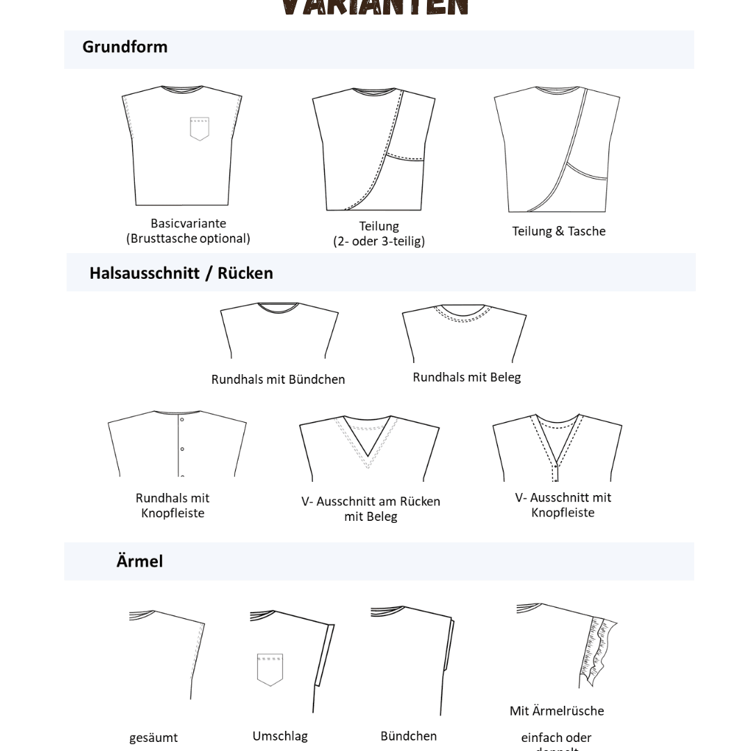 Schnittmuster Meerblick – Shirt Größen 86-152 : - Sewando