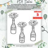 Schüttelkarte Geburtstag 3x Set Prosecco Flasche – Geldgeschenk – Verpackung für Geld & Gutschein