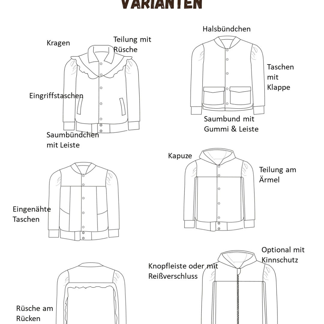 Schnittmuster Morgentau – College-Jacke Größen 86-152 - Sewando